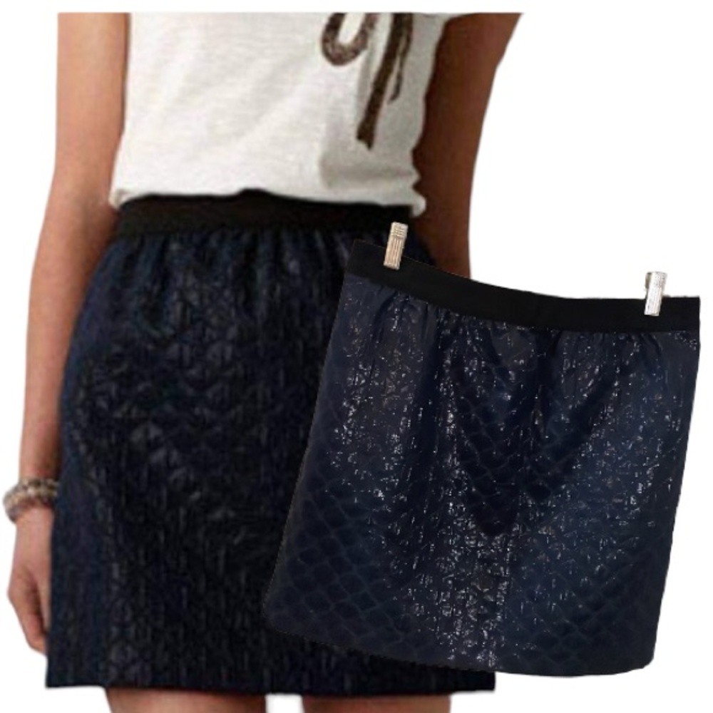 Loft Dark Blue Metallic Mermaid Scale Skirt with Pockets Size 10